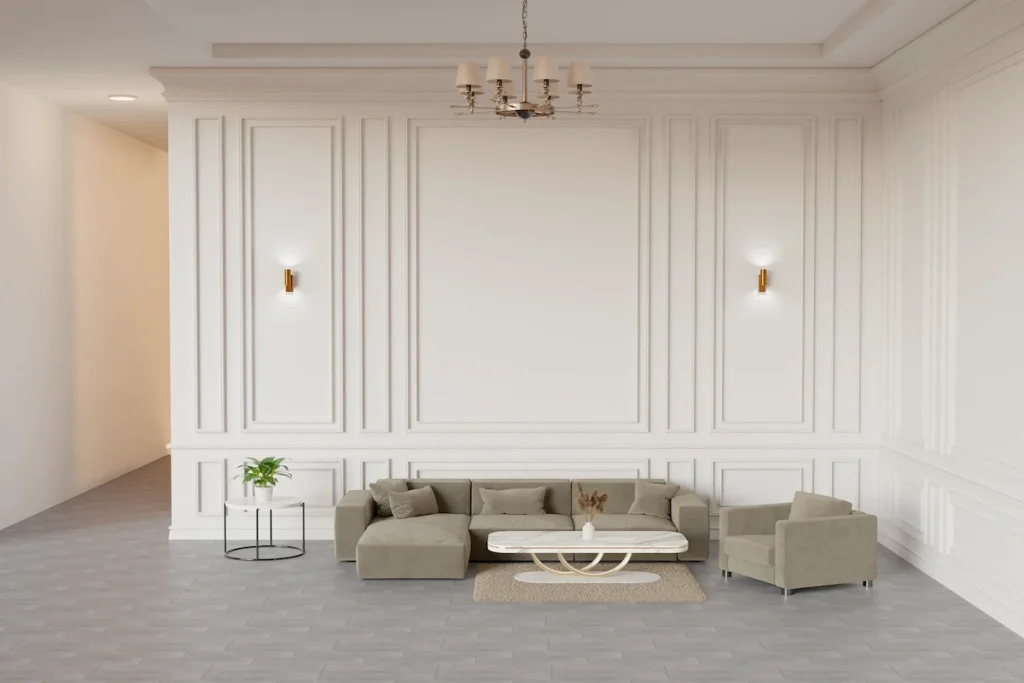 contoh wall moulding ruang tamu